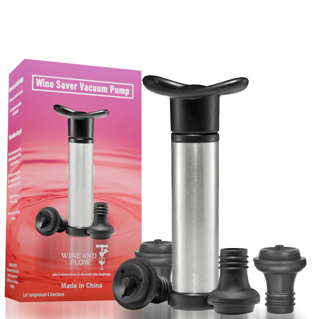 Coffret Pompe à Vide Premium pour Vin + 4 Bouchons