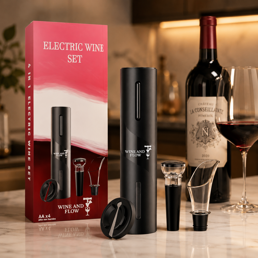 Coffret Tire-Bouchon Électrique 4-en-1 à Piles