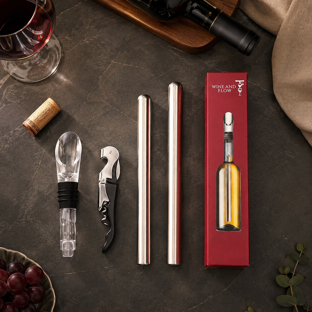 Coffret Rafraîchisseur à Vin 5-en-1 – 2 Bâtons Réfrigérants | Wine and Flow