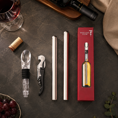 Coffret Rafraîchisseur à Vin 5-en-1 – 2 Bâtons Réfrigérants | Wine and Flow