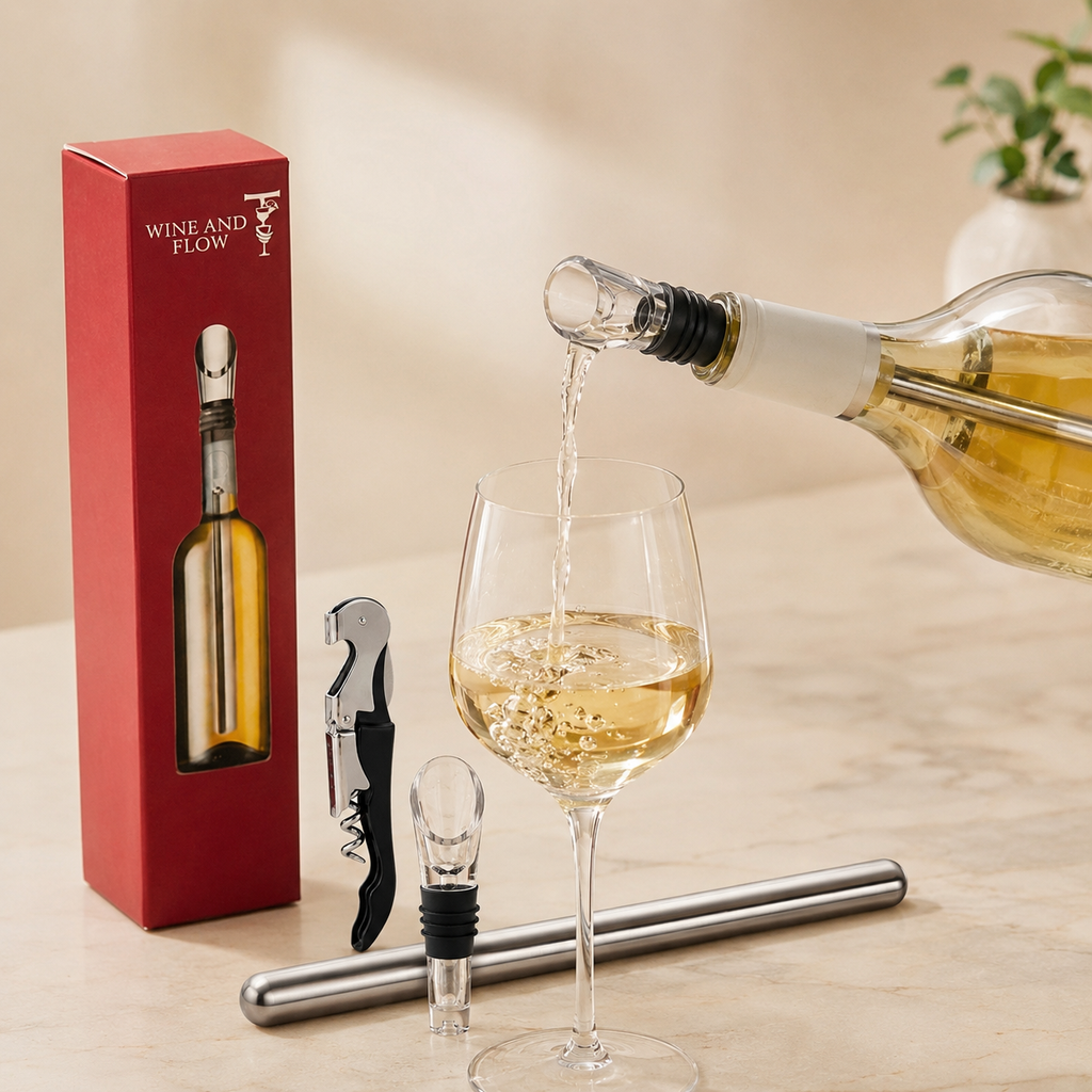 Coffret Rafraîchisseur à Vin 5-en-1 – 2 Bâtons Réfrigérants | Wine and Flow