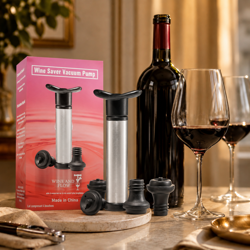 Coffret Pompe à Vide Premium pour Vin + 4 Bouchons